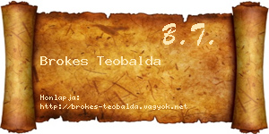 Brokes Teobalda névjegykártya